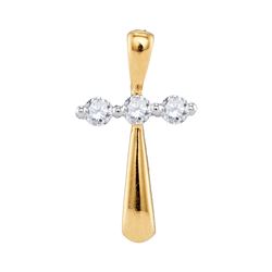 0.15 CTW Diamond Cross Pendant 10KT Yellow Gold - REF-14F9N