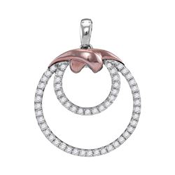 0.25 CTW Diamond Nested Double Circle Pendant 10KT White Gold - REF-18M2H