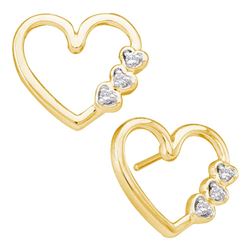 0.07 CTW Diamond Simple Heart Screwback Earrings 10KT Yellow Gold - REF-14N9F