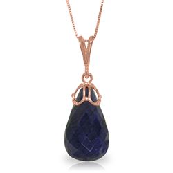 Genuine 14.8 ctw Sapphire Necklace Jewelry 14KT Rose Gold - REF-28A3K