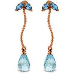 Genuine 3.4 ctw Blue Topaz Earrings Jewelry 14KT Rose Gold - REF-21V6W