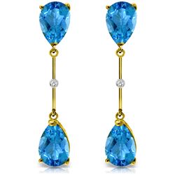 Genuine 7.01 ctw Blue Topaz & Diamond Earrings Jewelry 14KT Yellow Gold - REF-33K8V