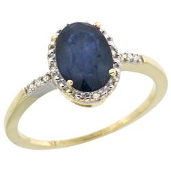 Natural 1.47 ctw Blue-sapphire & Diamond Engagement Ring 14K Yellow Gold - REF-36Z2Y