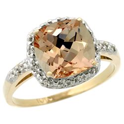 Natural 2.09 ctw Morganite & Diamond Engagement Ring 14K Yellow Gold - REF-52V2F