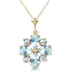 Genuine 2.43 ctw Aquamarine Necklace Jewelry 14KT Yellow Gold - REF-36P8H