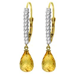 Genuine 4.8 ctw Citrine & Diamond Earrings Jewelry 14KT Yellow Gold - REF-53T2A