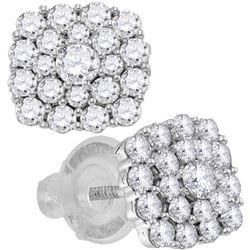 1.01 CTW Diamond Cluster Earrings 14KT White Gold - REF-89X9Y