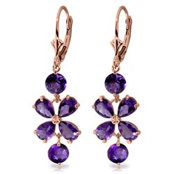 Genuine 5.32 ctw Amethyst Earrings Jewelry 14KT Rose Gold - REF-50W3Y