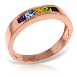 Genuine 0.60 ctw Multi-gemstones Ring Jewelry 14KT Rose Gold - REF-46R2P