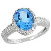Natural 1.91 ctw Swiss-blue-topaz & Diamond Engagement Ring 14K White Gold - REF-41X3A