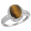 Natural 2.56 ctw Tiger-eye & Diamond Engagement Ring 10K White Gold - REF-30R5Z