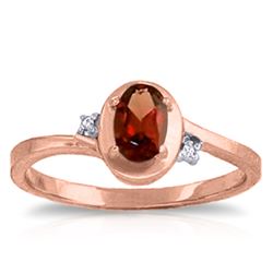 Genuine 0.51 ctw Garnet & Diamond Ring Jewelry 14KT Rose Gold - REF-25H4X