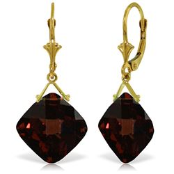 Genuine 17.5 ctw Garnet Earrings Jewelry 14KT Yellow Gold - REF-50N2R