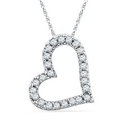 0.10 CTW Diamond Heart Love Pendant 10KT White Gold - REF-8N2F