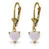 Genuine 1.30 ctw Opal Earrings Jewelry 14KT Yellow Gold - REF-30V2W