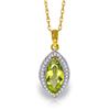 Genuine 2.15 ctw Peridot & Diamond Necklace Jewelry 14KT Yellow Gold - REF-62F3Z