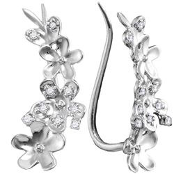 0.10 CTW Diamond Floral Earrings 10KT White Gold - REF-12F2N