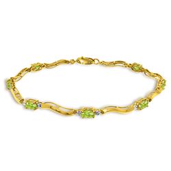 Genuine 2.01 ctw Peridot & Diamond Bracelet Jewelry 14KT Yellow Gold - REF-76N7R