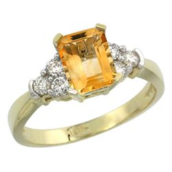 Natural 1.48 ctw citrine & Diamond Engagement Ring 14K Yellow Gold - REF-52G3M