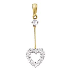 0.20 CTW Diamond Heart Outline Dangle Pendant 14KT Yellow Gold - REF-19X4Y