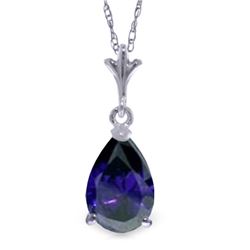 Genuine 1.50 ctw Sapphire Necklace Jewelry 14KT White Gold - REF-24R5P