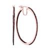 Image 1 : 0.50 CTWRed Color Diamond Slender Hoop Earrings 10KT Rose Gold - REF-49X5Y