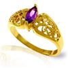 Genuine 0.20 CTW Amethyst Ring Jewelry 14KT Yellow Gold - REF-47W2Y