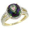 Natural 3.47 ctw Mystic-topaz & Diamond Engagement Ring 10K Yellow Gold - REF-34F7N