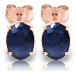 Genuine 2 ctw Sapphire Earrings Jewelry 14KT Rose Gold - REF-21X9M