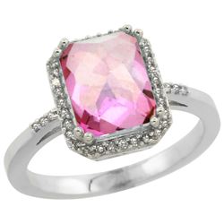 Natural 2.63 ctw Pink-topaz & Diamond Engagement Ring 14K White Gold - REF-42V8F