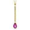 Genuine 1.80 ctw Pink Topaz & Diamond Necklace Jewelry 14KT Yellow Gold - REF-33Z8N