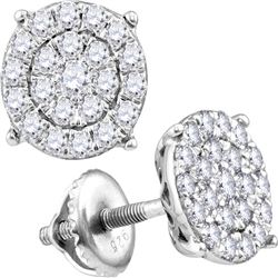 1.42 CTW Diamond Cluster Earrings 10KT White Gold - REF-97K4W