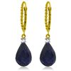 Genuine 17.7 ctw Sapphire & Diamond Earrings Jewelry 14KT Yellow Gold - REF-42N6R