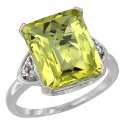 Natural 5.44 ctw lemon-quartz & Diamond Engagement Ring 10K White Gold - REF-30X2A