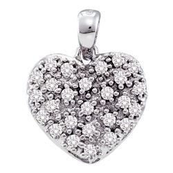 0.15 CTW Diamond Small Heart Cluster Pendant 14KT White Gold - REF-19M4H