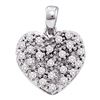 Image 1 : 0.15 CTW Diamond Small Heart Cluster Pendant 14KT White Gold - REF-19M4H