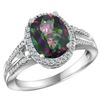 Natural 2.72 ctw mystic-topaz & Diamond Engagement Ring 14K White Gold - REF-54W4K