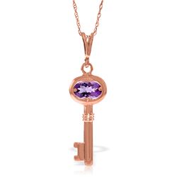 Genuine 0.50 ctw Amethyst Necklace Jewelry 14KT Rose Gold - REF-32Y8F