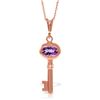 Genuine 0.50 ctw Amethyst Necklace Jewelry 14KT Rose Gold - REF-32Y8F
