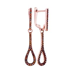 0.25 CTW Red Color Diamond Dangle Earrings 10KT Rose Gold - REF-30W2K