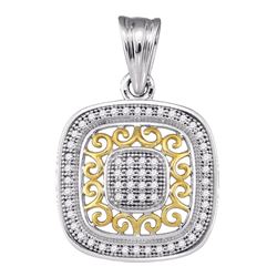 0.15 CTW Diamond Square Pendant 10KT Two-tone Gold - REF-19M4H