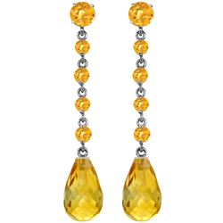 Genuine 23 ctw Citrine Earrings Jewelry 14KT White Gold - REF-50P6H