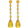 Genuine 23 ctw Citrine Earrings Jewelry 14KT White Gold - REF-50P6H