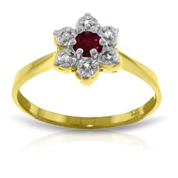 Genuine 0.23 ctw Ruby & Diamond Ring Jewelry 14KT Yellow Gold - REF-30P6H