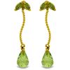 Genuine 3.4 ctw Peridot Earrings Jewelry 14KT Yellow Gold - REF-21F6Z