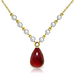 Genuine 15.6 ctw Ruby & Diamond Necklace Jewelry 14KT Yellow Gold - REF-139H8X