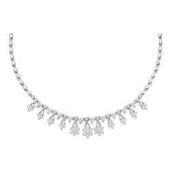 2 CTW Diamond High-end Cluster Necklace 14KT White Gold - REF-319M4H