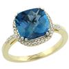 Natural 4.11 ctw London-blue-topaz & Diamond Engagement Ring 14K Yellow Gold - REF-45Z3Y