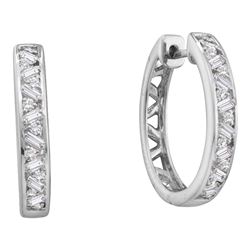 0.50 CTWDiamond Hoop Earrings 14KT White Gold - REF-67W4K