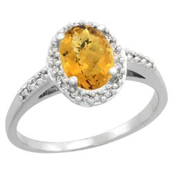 Natural 1.3 ctw Whisky-quartz & Diamond Engagement Ring 10K White Gold - REF-25K5R